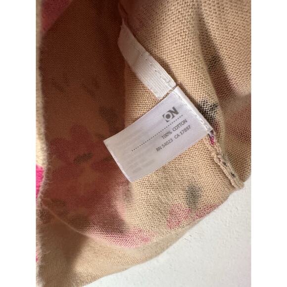 Old Navy Beige Button Front Fitted Purple Floral Cardigan Sweater Size Small - Picture 5 of 5